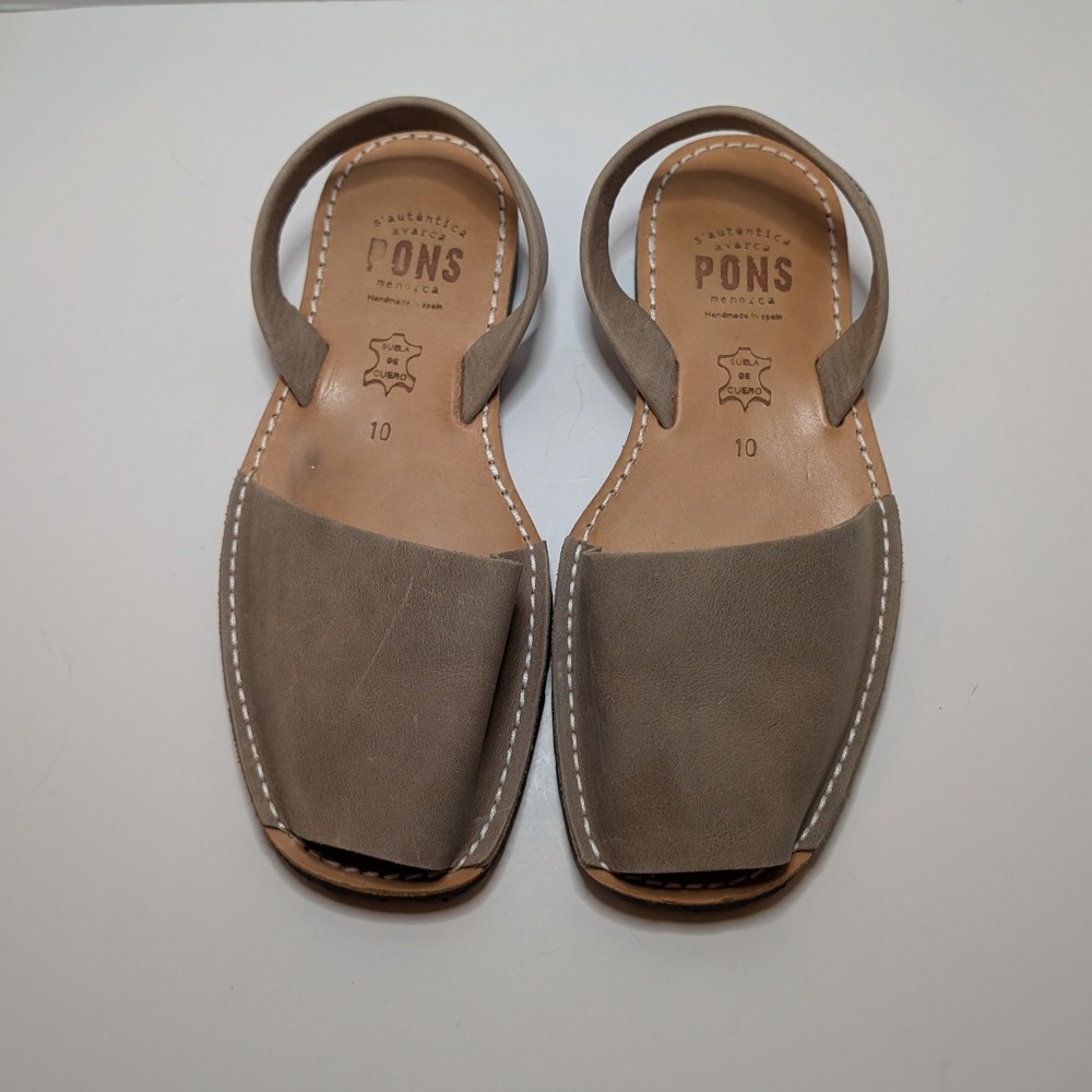 Pons Avarca Menorca Sandal Taupe Leather Slingback Flat Women 10 Spain Minimal